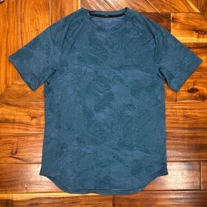 Lululemon MENS Drysense Shirt Size Medium marble Blue Teal